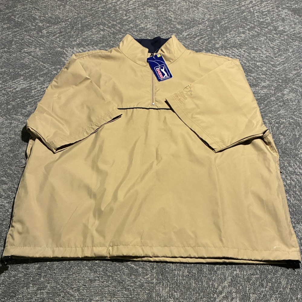 PGA Tour Short Sleeve Windbreaker Shirt Pullover Men's XL Incense Tan NWT
